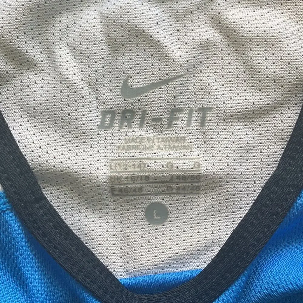 Nike Dri-Fit Racerback Tank Top Blue &‎ White Size Large Athletic Workout